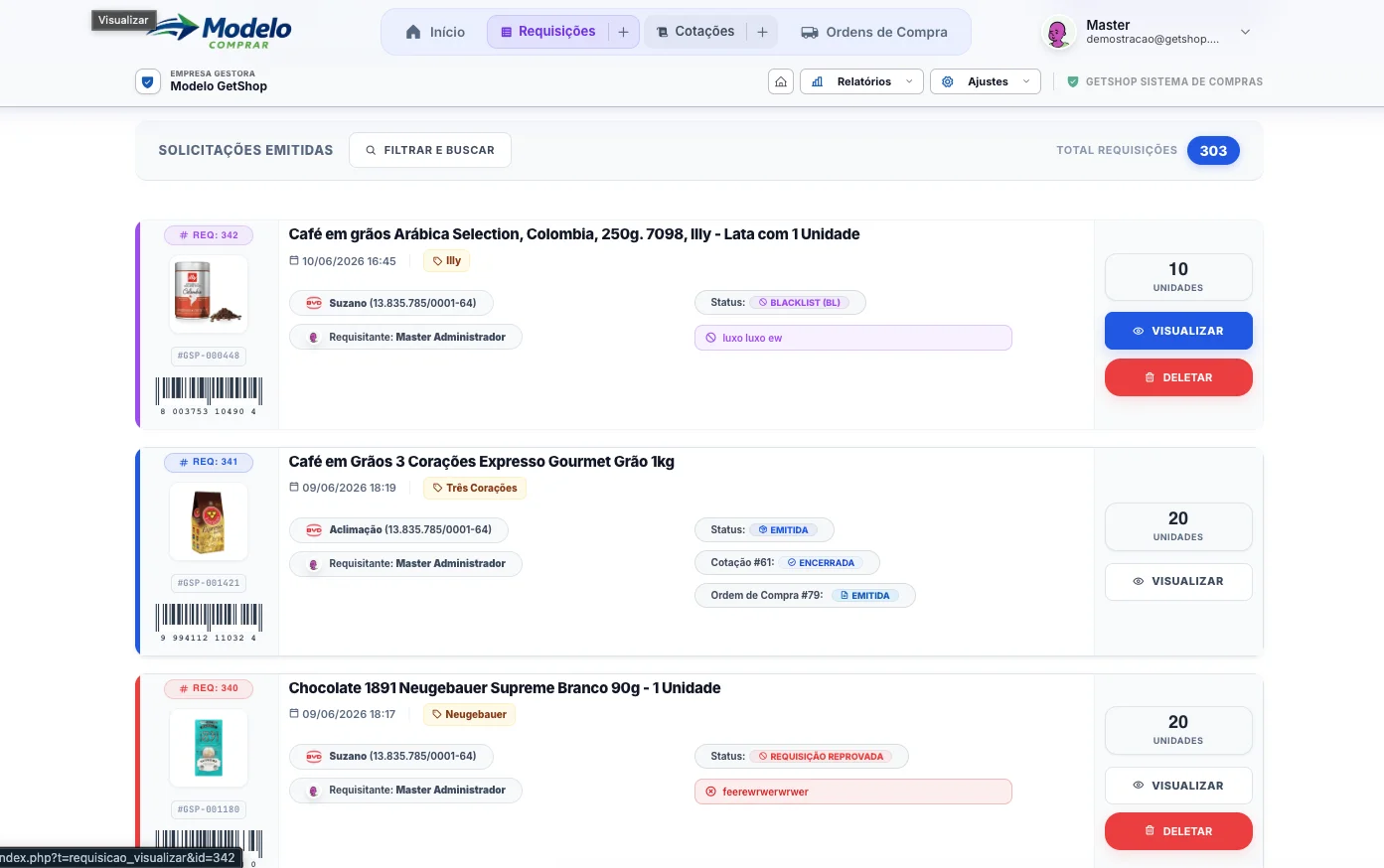 Gestão de Requisições